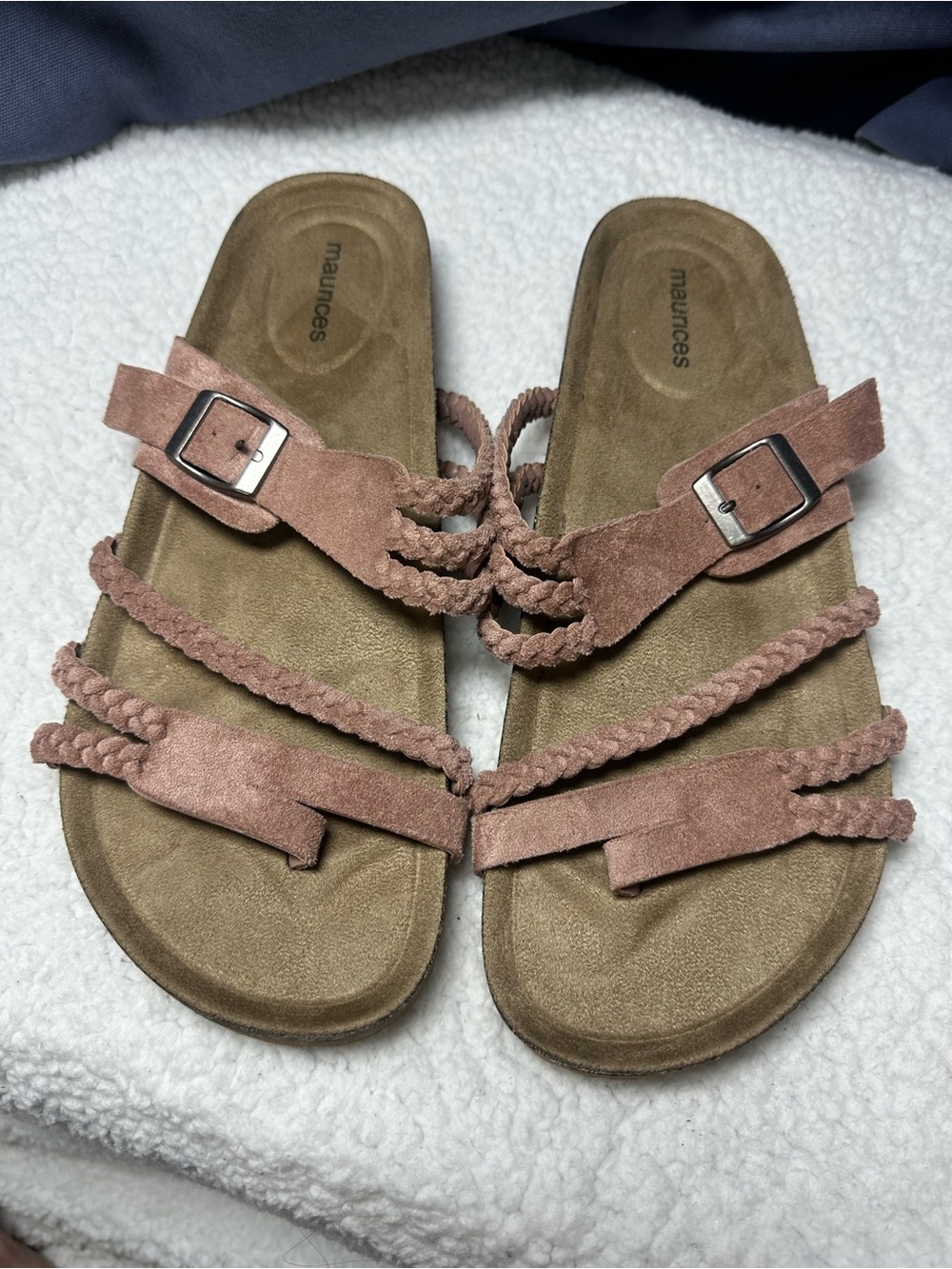 Maurices Blush Braided Strap Slide Sandals pink Cork size 10